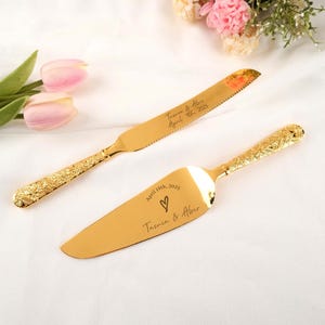 Personalized Cake Server Set, Wedding Cake Server, Elegant Bridal Pastry, Wedding Ceremony Dessert Silverware, Anniversary Wedding Gift