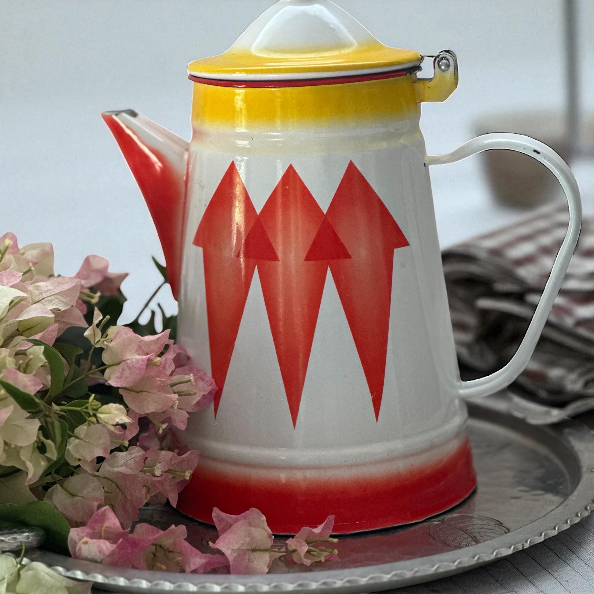 ペルー ヴィンテージ オレンジ色の鳥デザインティーポット ペルー ヴィンテージ オレンジ色の鳥デザインティーポット