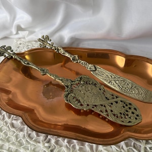 Vintage Italian Brass Silver-Plated Serving Set, Baroque Rococo Design