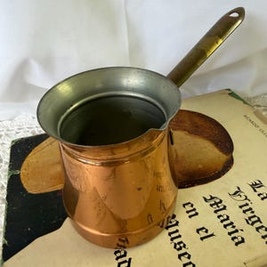 Vintage koppar med handtag Mässing Kaffekanna Kalkon Cezve 4 1/2 /Köksdekor Cooper