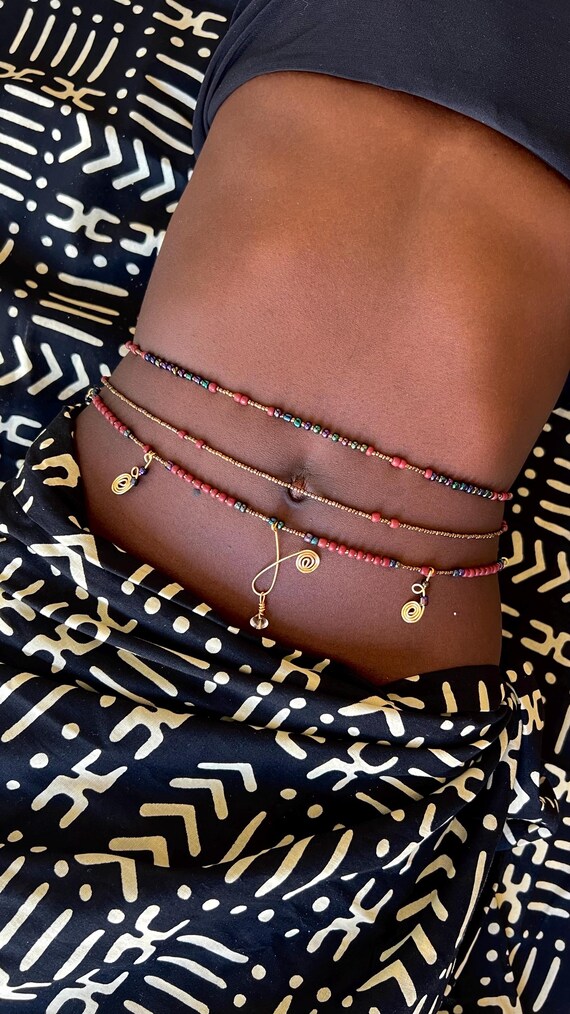 Handmade Pink Waist Beads Set: Colorful Belly Chain (3 PIÈCES)