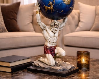 Atlas Statue Sculpture, Greek Mythology Decor,Home Office Desk Art,
