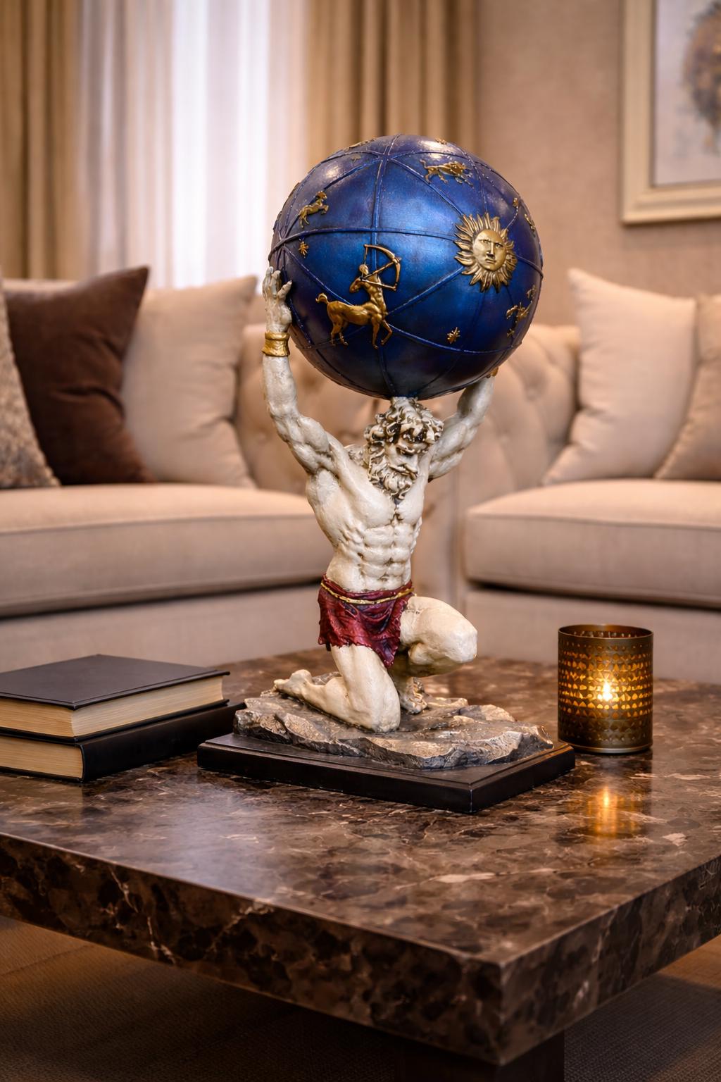 Atlas Statue Sculpture, Greek Mythology Decor,home Office Desk Art