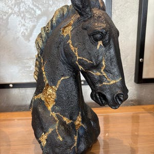 Decorative Stone Horse Statue, Horse Statue, Horse Bust 16&#39;, Horse Sculpture, Horse Ornament, Horse Head Sculpture,Hand made,Farmhause Decor