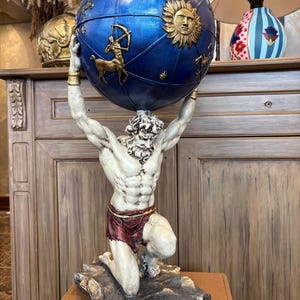 Large Greek Mythology Decor, Greek God Atlas Statue, Mythical Gift Idea, Hercules Statue, Mythological inspiration, Office Desk Decor,