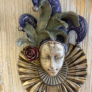 Venetian Wall Mask, 50x21cm, 19,6&#39;&#39; x 8,2&#39;&#39; Italian Venetian Carnival Mask, Masquerade Art, Luxury Home Decor, Gift Wall Hanging,