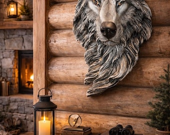 Wolf Head Wall Decor,Farmhouse Entryway Accent,Home Office Decor,