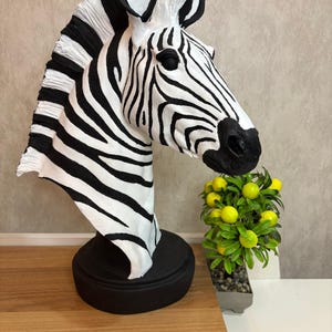 Large Zebra Head Sculpture: Polyester Animal Figurine, Home Decor