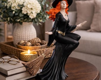 Figurine de sorcière, décoration d'intérieur gothique, statue de sorcière d'Halloween, ornement mystique païen, décoration d'autel wicca
