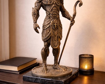 Anubis Bust, Bronze-Effect Egyptian God Statue, Handmade Altar Decor