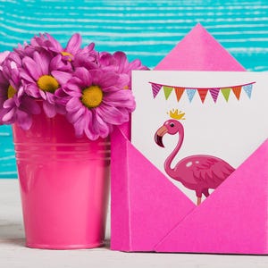 Cartão postal elegante de flamingo – Arte tropical minimalista para presentes e decoração