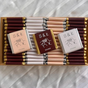50 Pcs Wedding Chocolate, Personalized Wedding Favors, Custom Chocolate Gift, Elegant Chocolate Favors for Guests, Engagement Chocolate.