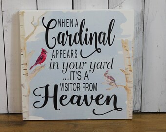 When a Cardinal appears in your yard-it's a Visitor from Heaven-Memorial-Condolence-Cardinals-Watercolor