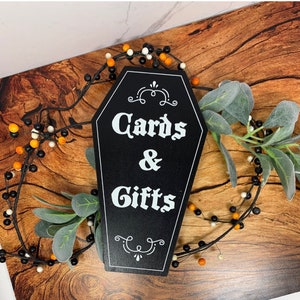 Cards and Gifts Wood Sign - Coffin Shape - Halloween Wedding - Halloween Party - Gothic - Card Table