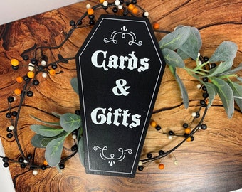 Cards and Gifts Wood Sign - Coffin Shape - Halloween Wedding - Halloween Party - Gothic - Card Table