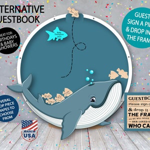 Whale/Baby Shower/Birthday Party/Top Drop Frame/Guest Book/Unique/Alternative/Themed Shower/Ocean Theme