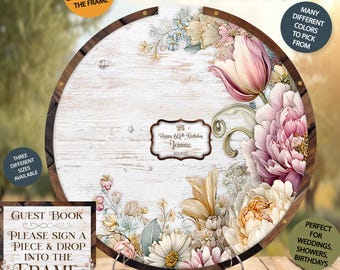 Birthday - Floral Guest Book - Alternative - Pastel - Retirement - Wedding -Peonies