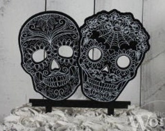 Day of the Dead Wedding Bride /& Groom Sugar Skull Glass Sterling Silver Dangle Dia De Los Muertos Earrings 66-SLRE