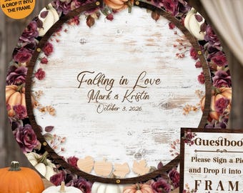 Fall Wedding Guestbook, Alternative - Top Drop Guestbook Frame