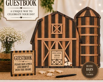 Barn Alternative Guestbook - Rustic Wedding - Top Drop Frame - Keepsake