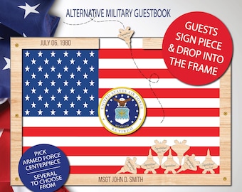 Personalized Guest Book/Flag/Navy/Army/Air Force/Military/Armed Forces/Retirement/Guest Book/Wood Shape/Submarine/Ships