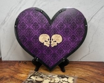 Halloween Guest Book/Heart Shape/Til Death Do us Part/Alternative/Personalized/Tombstone/Wood Shapes/Top Drop Frame/Wedding- FAST SHIPPING