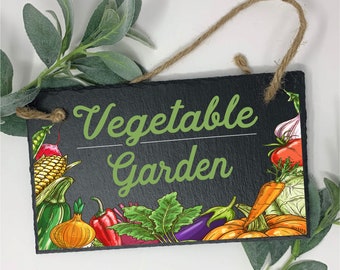 Garden - Vegetable - Grandma's - Dad's - Slate - Hanging Sign - Personalization Option- Stone Sign - Garden Sign