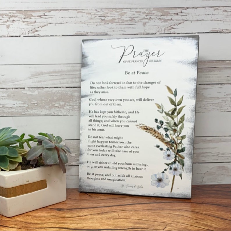 The Prayer of St. Francis De Sales/be at Peace/prayer Art/wood Etsy