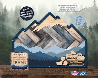 Mountain Theme - National Park Sign/ Deer - Wedding - drop pieces- Blues-Alternative Guestbook