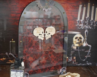 Halloween Guest Book/Til Death Do us Part/Alternative/Personalized/Tombstone/Wood Shapes/Heart Drop/Top Drop Frame/Wedding- 200+ Guest