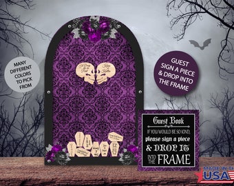 Halloween Guest Book/Haunted Mansion/Til Death Do us Part/Alternative/Personalized/Tombstone/Wood Shapes/Wedding-/200+ Guests/Made in USA