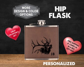 Hunting - Flask - Hunter Gift - Valentine - Boyfriend - Grandpa - Husband - Dad - Gift-Elk