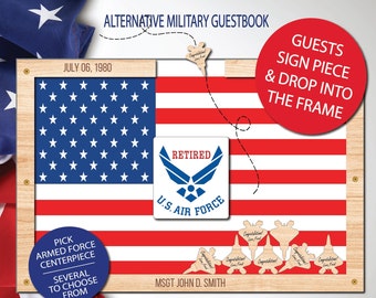 Personalized Guest Book/Flag/Navy/Army/Air Force/Military/Armed Forces/Retirement/Guest Book/Wood Shape/Submarine/Ships