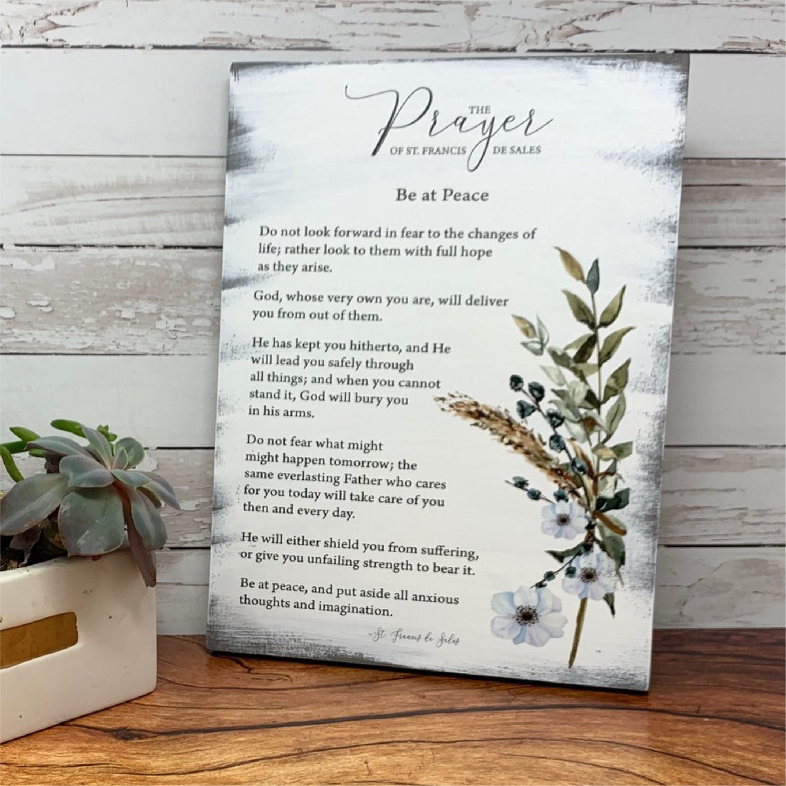 The Prayer of St. Francis De Sales/be at Peace/prayer/wood Etsy