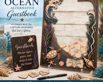 Personalized Ocean Guest Book Alternative, Sea Turtle Drop Frame, Beach Retirement & Special Occasion Keepsake