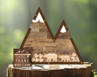 Mountain Theme - Bear Family - Baby Shower - Baby Bear - drop pieces- Woodland Theme - Alternative Guestbook