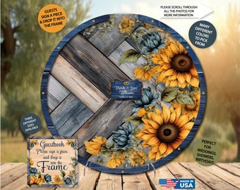 Sunflower - Alternative Guestbook - Heart Drop - Sign a Piece - Wedding - Birthday - Memorial - Retirement - Blue