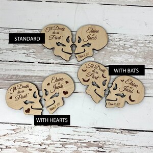 Libro de visitas de Halloween/Dos calaveras/Alternativo/Personalizado/Formas de madera/Corazón/Marco superior/Boda - ENVÍO RÁPIDO/Boda gótica imagen 3