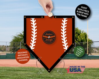 Home Plate - Guestbook - Alternative - Top Drop - Wedding - Birthday - Showers - Graduation-Orange