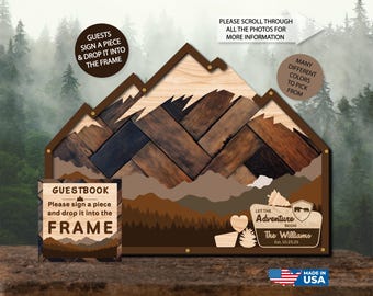 Mountain Theme - National Park Sign/ Moose - Wedding - drop pieces- Brown - Alternative Guestbook