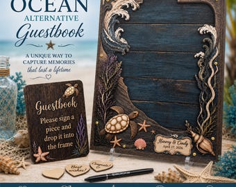 Personalized Ocean Guest Book Alternative, Sea Turtle Drop Frame, Beach Wedding & Special Occasion Keepsake