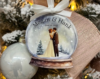 Snow Globe Ornament - Personalized - Your Photo - Wedding Gift - Your Names - Free Shipping