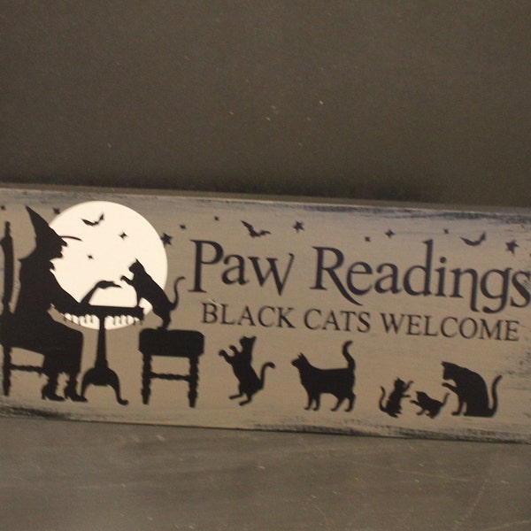 Sale/Halloween Sign/Paw Readings Sign Black Cat/Gray/Black/White/Halloween Sign/Orange/Black/Cat Lover/Black and White Halloween