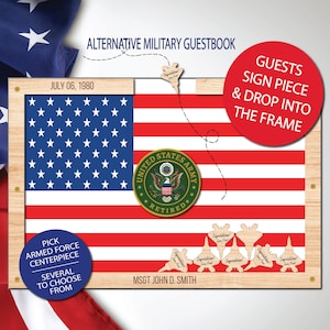 Personalized Guest Book/Flag/Navy/Army/Air Force/Military/Armed Forces/Retirement/Guest Book/Wood Shape/Submarine/Ships