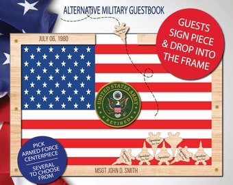 Personalized Guest Book/Flag/Navy/Army/Air Force/Military/Armed Forces/Retirement/Guest Book/Wood Shape/Submarine/Ships