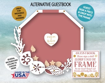 Ocean Guestbook - Shells - Beach Wedding - Drop Frame - Heart Drop Frame - Guestbook Frame