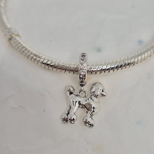 925 Silver Poodle Charm for bracelets, silver charm, bracelet charm