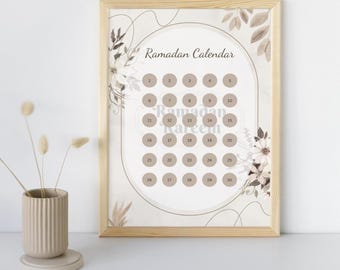 Ramadan Digital Print Calendar, Countdown, Ramadan Wall Art, Ramadan Home Decor, Printable Calendar