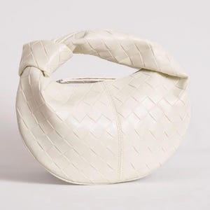 Mini Top Henkel Tasche, Vegan Leder gewebte Tasche, geflochtene Tasche, kleine Abendtasche, Luxus Party Geldbörse, Boho Knot Handtasche, Dumpling Style Tasche