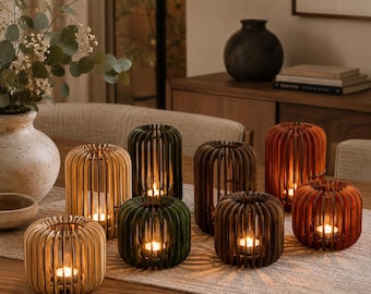 Laser Cut 3mm MDF Wooden Candle Holder, Set of 2, with Tealight Shadow Effect